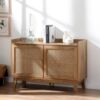 Casâme 'PALMO' Anrichte mit 2 Türen und Geflecht Rattan - L110 cm - Helles Holz Bild 2