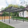 Juskys Carport mit Flachdach 5x3 m - Überdachung aus Aluminium mit Doppelstegplatten - Unterstand für Autos - freistehende Montage - Dunkelgrau Bild 2