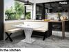 MEBLINI Eckbank für Esszimmer mit ausziehbarem Tisch - Küchenbank - Essecke - Sitzecke Küche - TONI - X-Beine 128x168x87cm Links - Creme Samt/M Schwarz Hochgl. Bild 2