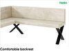 MEBLINI Eckbank für Esszimmer mit ausziehbarem Tisch - Küchenbank - Essecke - Sitzecke Küche - TONI - X-Beine 128x168x87cm Links - Creme Samt/M Schwarz Hochgl. Bild 5