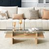 Couchtisch mit 2 Ebenen, gehärtetes Glas und MDF in natürlicher Holzoptik,40x115x55 cm Bild 4