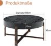 Couchtisch rund H 36 x 68 x 68 cm, MDF in schwarzer Holzoptik mit Metall-Kreuzgestell in Antikbronze Bild 5