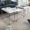 Lounge 3er Couchtisch-Set MENTO weiss abnehmbare Tabletts 75cm Chrom Beistelltische Bild 1