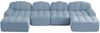 4-Sitzer modulares Sofa H 79 x T 366 x B 165 cm aus granuliertem Fleece in Blau, flexibel als U- oder L-Form Bild 4