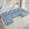 4-Sitzer modulares Sofa H 79 x T 366 x B 165 cm aus granuliertem Fleece in Blau, flexibel als U- oder L-Form Bild 3