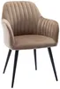 Vente-unique - ELEANA Stuhl SamtStoff Beige - B 59 cm x H 82 cm x L 58 cm Bild 5
