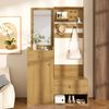 Kompaktgarderobe, Modernes Multifunktionales Eingangsregal – Elegante holzfarbene Aufbewahrung mit Spiegel, verstellbaren Haken und geräumigen Regalen für Schuhe, Mäntel und kleine Gegenstände, 105 cm Bild 3