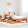 vidaXL Massivholzbett mit Regal ohne Matratze Wachsbraun 90x190 cm 3309832 Bild 1