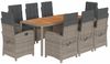 vidaXL 9-tlg. Garten-Essgruppe mit Kissen Grau Poly Rattan 3212246 Bild 2