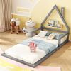 Kinderbett 90×200 cm Hausform mit Rausfallschutz-Optik Grau ohne Matratze Bild 4