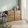 BBWL Stauraumschrank Kommode 6 Schubladen Holz Eiche modern Sideboard groß Aufbewahrungsschrank Schlafzimmer Wohnzimmer stabil grifflos Bild 4