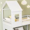 Etagenbett Kinder Hausbett 90x200 & 140x200 mit Rutsche, weißes Kiefer-MDF Hochbett mit Leiter und Spielbereich, weiß Bild 4