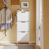 SoBuy Schuhkipper FSR151-H-E, Schuhschrank schmal, Schuhregal Schuhkipper Flurschrank, Schuhschrank hängend, mit Sensorlicht, 3 Klappen, Schuhaufbewahrung Bild 2