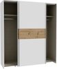 Forte URBANLINE Kleiderschrank 170, moderner Schwebetürenschrank, 2-türig, Schlafzimmer, Holzwerkstoff, Weiß mit Artisan Eiche Holzdekor, 170,3 cm breit x 190,5 cm hoch x 61,2 cm tief Bild 5