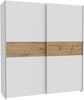 Forte URBANLINE Kleiderschrank 170, moderner Schwebetürenschrank, 2-türig, Schlafzimmer, Holzwerkstoff, Weiß mit Artisan Eiche Holzdekor, 170,3 cm breit x 190,5 cm hoch x 61,2 cm tief Bild 3