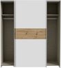 Forte URBANLINE Kleiderschrank 170, moderner Schwebetürenschrank, 2-türig, Schlafzimmer, Holzwerkstoff, Weiß mit Artisan Eiche Holzdekor, 170,3 cm breit x 190,5 cm hoch x 61,2 cm tief Bild 4
