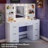 Airfish Schminktisch mit LED-Spiegel und Steckdosen, Holzwerkstoff und Metall, Weiß, 110 x 40 x 137 cm Bild 3