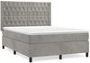 vidaXL Boxspringbett mit Matratze Hellgrau 140x190 cm Samt 3132855 Bild 2