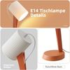 ZMH Tischleuchte Wohnzimmer Nachttischlampe mit Kabel - Tischlampe 2er Set Kleine Orange Lampe E14 Tischlampen Moderne Landhausstil für Esstisch Schlafzimmer - Ohne Leuchtmittel Bild 2