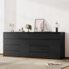 Homfa Kommode, schwarz mit 5 Schubladen und 1Tür, Sideboard 100x80x40cm Bild 3