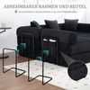 LVHOM Schlafsofa 5-Sitzer, Klappsofa mit Schlaffunktion, Bodensofa mit Seitentaschen, Ecksofa aus Cordstoff, frei Kombinierbar, Schwarz Bild 5