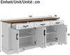 Merax Wohnzimmerschrank, Sideboard, 3D-vertikale Streifen, 3 Schubladen, 4Türen, Korpus aus MDF, Weiß Bild 4