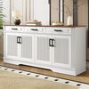 Merax Wohnzimmerschrank, Sideboard, 3D-vertikale Streifen, 3 Schubladen, 4Türen, Korpus aus MDF, Weiß Bild 3