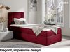 MEBLINI Kinderbett mit Bettkasten CARDI 90x200 Links – H3/Rot Samt Gepolstert Einzelbett mit Matratze - Polsterbett mit Stauraum - Bett mit Kopfteil – Stauraumbett Bild 2