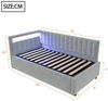 HAUSS SPOLE Schlafsofa 90x200 mit LED-Beleuchtung und hydraulischem Stauraum, Samt, Hellgrau, Daybett Tagesbett mit LED-Beleuchtung, hydraulischem Stauraum & verstellbarem Kopfteil, Samtbezug, Ohne Matratze Bild 4