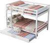 Etagenbett aus Kiefernholz mit Ausziehbett & Treppe, 140x200 cm, Weiß, ohne Matratze Bild 5