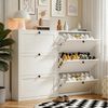 VOWNER Schuhschrank mit 3 Klappen, Schmaler Schuhregal, Verstellbar, 80 x 24 x 117 cm Platzsparend & verstellbar – 24 Paar Schuhe, Weiß Bild 3