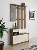 Dmora Eingangsmöbel Garolfo, Moderner Eingang, Wandgarderobe, Multifunktions-Aufbewahrungskonsole, 100x26h190 cm, Weiß und Eiche Bild 2