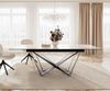 Esstisch Edge 180-220x100 Keramik Minas Melange Weiß-Beige Spider Flachstahl Schwarz ausziehbar Bild 2