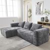 Sofa 250x158x60 cm Grau aus Chenille mit Chaiselongue, Seitenfächern und ohne Montage Bild 3