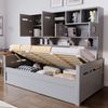 Schlafsofa 90x200 cm mit hydraulischem Stauraum und Regalfächern – Einzelbett aus Kiefernholz in Grau Bild 2