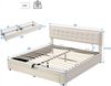 Merax Hydraulisches Polsterbett 180x200 Stauraumbett Doppelbett aus Samt mit Höhenverstellbares Kopfteil & 2 Schubladen & Lattenrost Beige Bild 2