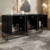 Sideboard in Matt-Schwarz mit Relieffront, 3 großen Doppeltüren, Aufbewahrungsschrank für Wohnzimmer & Büro Bild 2
