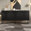 Sideboard in Matt-Schwarz mit Relieffront, 3 großen Doppeltüren, Aufbewahrungsschrank für Wohnzimmer & Büro Bild 3