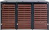 3er Mülltonnenverkleidung HWC-K14, Mülltonnenbox Mülltonnenabdeckung, 119x205x84cm WPC Metall 109kg ~ Walnuss-Holzoptik Bild 5