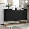 Merax Modernes Sideboard im minimalistischen Stil 4-türiger griffloser Buffetschrank für Esszimmer, Wohnzimmer, Küche Schwarz Bild 2