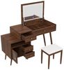 MODFU Schminktisch Klassischer Schminktisch-Set (mit Hocker, LED-Klappspiegel, ausziehbare Tischplatte, Metallgriffe, 3-farbige LED-Beleuchtung, 1-St, B120 / H77,5 / T50 cm) Bild 2