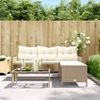 vidaXL Gartensofa in L-Form mit Tisch und Kissen Beige Poly Rattan 365575 Bild 3