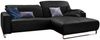 KAWOLA Sofa YORK Leder Life-line schwarz Rec rechts Fuß Metall Chrom matt mit Sitztiefenverstellung 85 x 180 x 284 cm Bild 2
