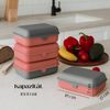 Cofi Brotdosen 3er-Set – Lunchbox / Frühstücksbox – BPA-frei, spülmaschinenfest, stapelbar, 1600 ml Pink-Grau Bild 3