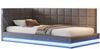 Polsterbett Schlafsofa 90*200 Multifunktionsbettmit LED Lichtleiste, USB Steckdose und Lattenrost, Leinenstoff, Grau Bild 5