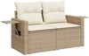 vidaXL 9-tlg. Garten-Sofagarnitur mit Kissen Beige Poly Rattan 3326499 Bild 5
