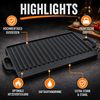 Grillplatte aus Gusseisen 1-2 Stück 50x23,5 cm Wendeplatte emailliert Grillpfanne Burgerplatte BBQ Plancha für Gasgrill Holzkohlegrill Herd Backofen Lagerfeuer geriffelt glatt schwarz Bild 3