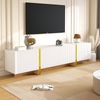 TV-Schrank, 3 Türen, 2 Schubladen, Weiß mit Gold und Holzmaserung,190×35×45 cm,modernes Design, viel Stauraum Bild 4
