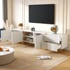 TV-Schrank, 3 Türen, 2 Schubladen, Weiß mit Gold und Holzmaserung,190×35×45 cm,modernes Design, viel Stauraum Bild 5