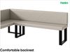 MEBLINI Eckbank für Esszimmer mit ausziehbarem Tisch - Küchenbank - Essecke - Sitzecke Küche - ERIC - U-Beine 142x196x87cm Links - Beige Kunstleder/B Weiß Matt Bild 5